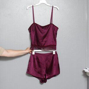 Victoria Secret burgundy satin 2 piece lingerie sleep set